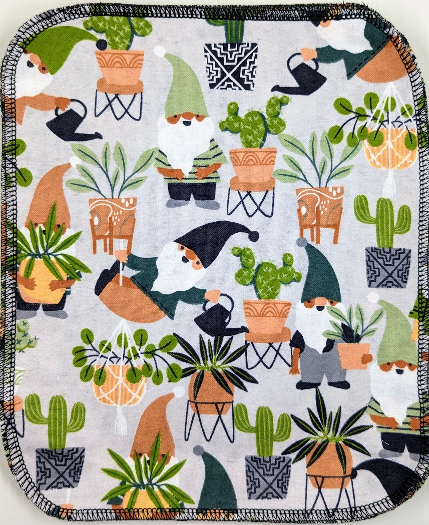 Gnomes & Plants - black thread - Kinda Like